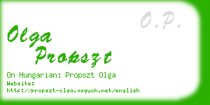 olga propszt business card